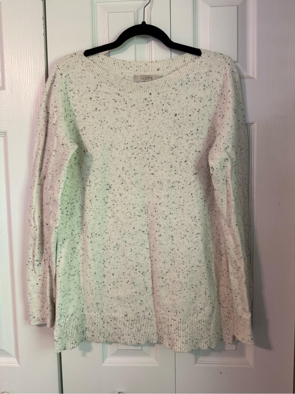 LOFT Women's Cream Speckled Boatneck Sweater